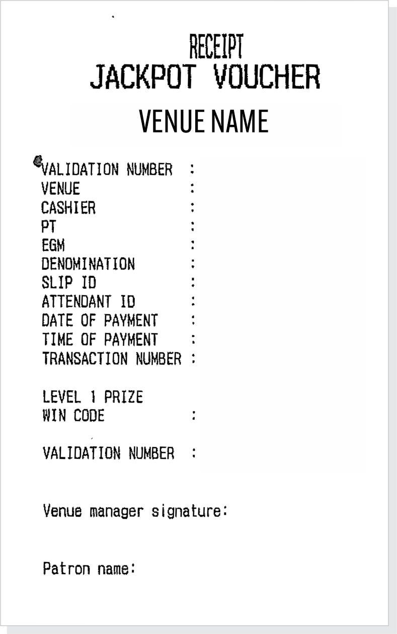 Jackpot Receipt Voucher